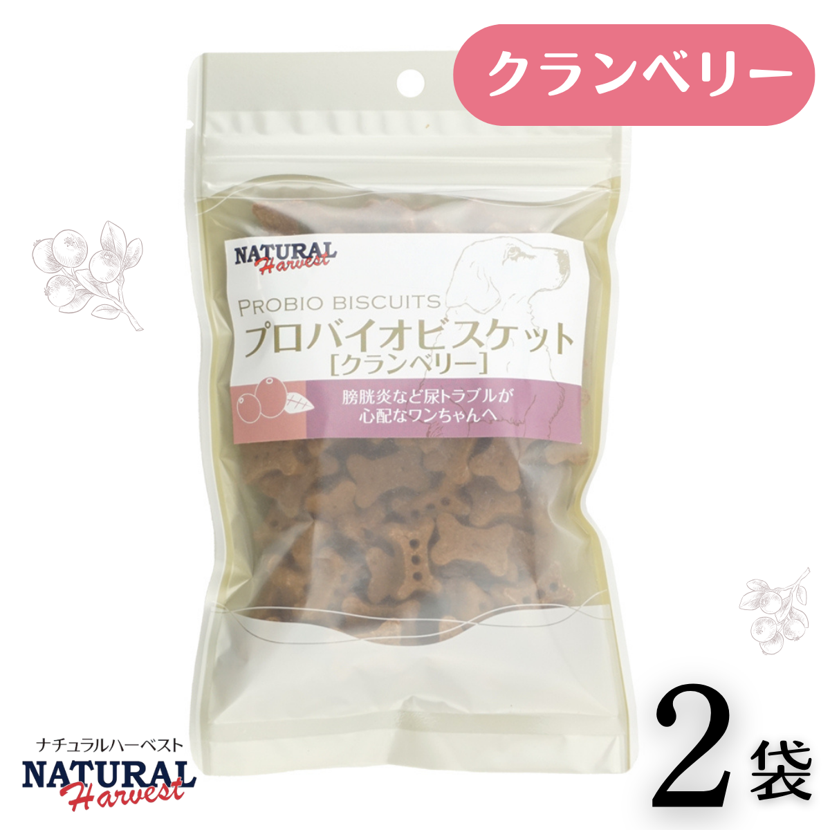 ２袋セット 送料無料 ナチュラルハーベスト プロバイオビスケット　クランベリー